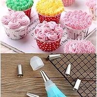 Classic 12 Pcs Cake Decorator Set With Frosting Piping Bag Along Steel Nozzles (Silver)-thumb3