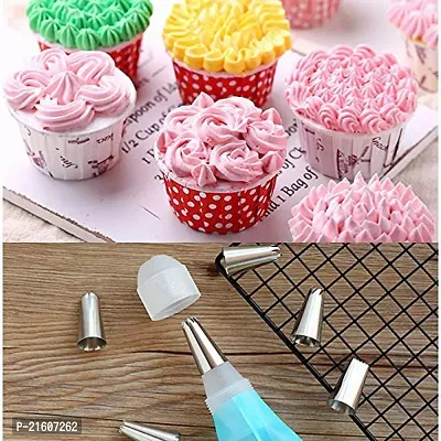 Classic 12 Pcs Cake Decorator Set With Frosting Piping Bag Along Steel Nozzles (Silver)-thumb4