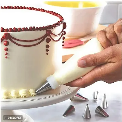 Classic 12 Pcs Cake Decorator Set With Frosting Piping Bag Along Steel Nozzles (Multicolor)-thumb3