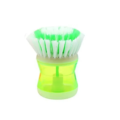 Smiling Cart Mini Dish/Washbasin Plastic Cleaning Brush with Liquid Soap Dispenser