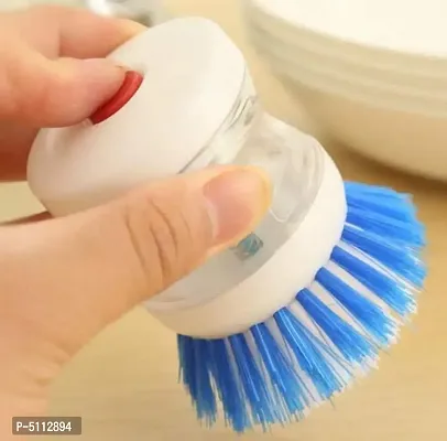 Smiling Cart Mini Dish/Washbasin Plastic Cleaning Brush with Liquid Soap Dispenser, Multicolor- 1 Piece-thumb3