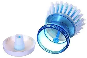 Smiling Cart Mini Dish/Washbasin Plastic Cleaning Brush with Liquid Soap Dispenser, Multicolor- 1 Piece-thumb3