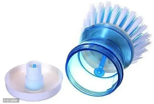 Smiling Cart Mini Dish/Washbasin Plastic Cleaning Brush with Liquid Soap Dispenser, Multicolor- 1 Piece-thumb4