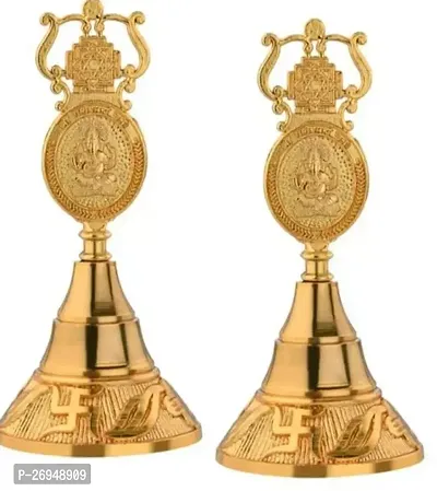 Classic Zinc Alloy Gold Plated  Laxmi Ganesh Pooja Bells Pack Of 2