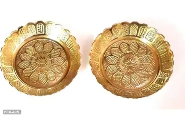 Classic Brass Bhoge Thali With Beautiful Design Pack Of 2