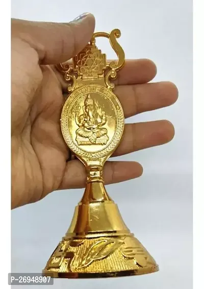 Classic Metal Decorative Ganesh Lakshmi Kuber Pooja Hand Bell For Home