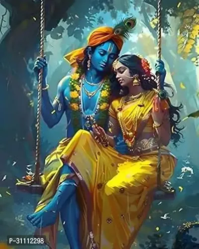 Adorable Krishna and Radha beautiful Hd poster Print 18 inch X 12 inch rolled