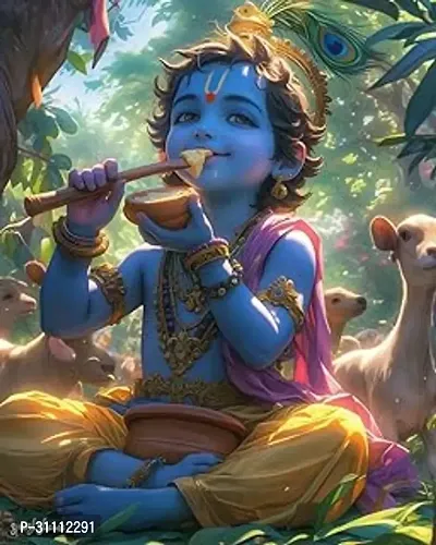 Lord Krishna Eating Makhan beautiful Hd poster Print 18 inch X 12 inch rolled