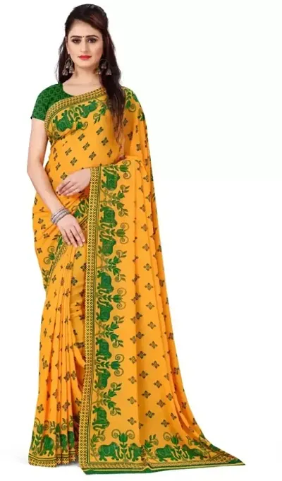 Alluring Georgette Printed Sarees With Blouse Piece