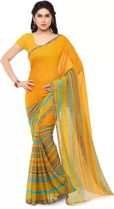 Alluring Georgette Printed Sarees With Blouse Piece