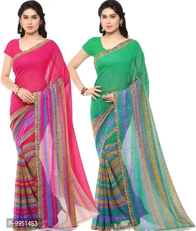 Daily Wear georgette Saree with unstitched Blouse Piece Combo-thumb0