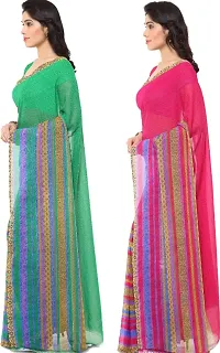 Daily Wear georgette Saree with unstitched Blouse Piece Combo-thumb1