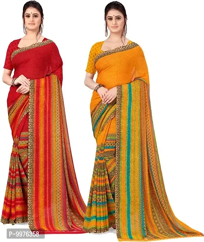 Daily Wear georgette Saree with unstitched Blouse Piece Combo-thumb0