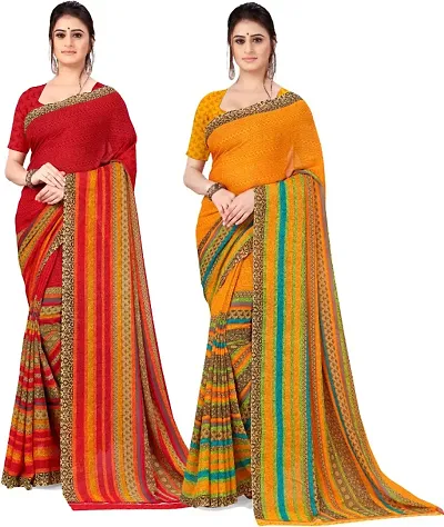 Pack Of 2 Georgette Printed Daily Wear Saree With Blouse Piece