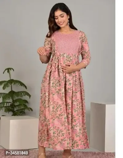 Elegant Pink Cotton Printed Anarkali Kurta For Women-thumb0