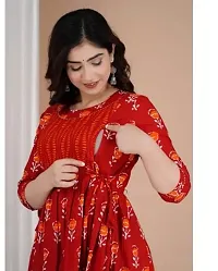 Elegant Red Cotton Printed Anarkali Kurta For Women-thumb1