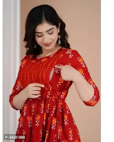 Elegant Red Cotton Printed Anarkali Kurta For Women-thumb2