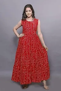 Diyansh Creations Bandhej Print Anarkali Ankle Length Plus Size Kurti/Gown with Schiffli Jacket-thumb3