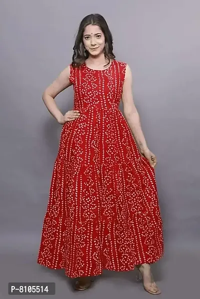 Diyansh Creations Bandhej Print Anarkali Ankle Length Plus Size Kurti/Gown with Schiffli Jacket-thumb4