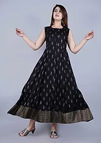 Diyansh Creations Beautiful Full Flared Ankle Length Printed Gown with Jacket (Black, 52)-thumb4