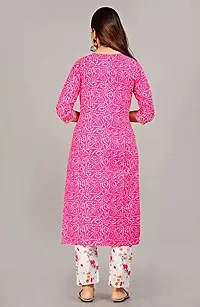 Diyansh Creations Beautiful Embroidered Pink Bandhej Kurti with Pant (Pink, Medium)-thumb4