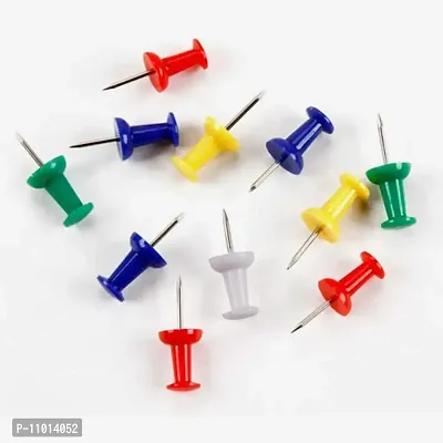 Multi-Colored Push Thumb Pins for Notice Boards in Reusable Organizing Container for Home Different Projects-50 Pieces-thumb0
