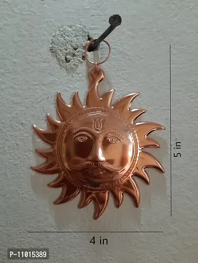 DESHABOINA VN Home Vastu Sun Surya Copper God Sun Brass Wall Hanging (Small) for House, Office and Shops-thumb2