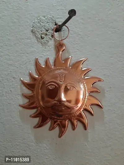 DESHABOINA VN Home Vastu Sun Surya Copper God Sun Brass Wall Hanging (Small) for House, Office and Shops