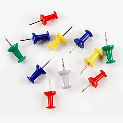 Multi-Colored Push Thumb Pins for Notice Boards in Reusable Organizing Container for Home Different Projects-50 Pieces