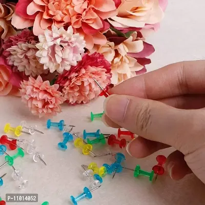 Multi-Colored Push Thumb Pins for Notice Boards in Reusable Organizing Container for Home Different Projects-50 Pieces-thumb5