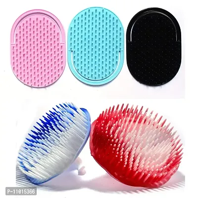 advancedestore Portable Pocket Comb, 2 Thin Portable Comb, Scalp Massager (Oiling and Shampooing) Hair Comb Brush (Pack of 4 Multi Color)-thumb0