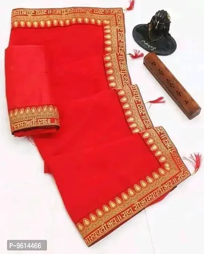 Vichitra Silk Saubhagyawati Lace Border Saree With Blouse Piece-thumb0