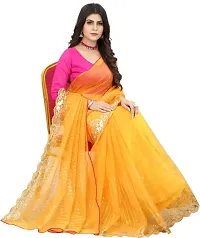 Net Embroidered Saree with Dupion Silk Blouse Piece-thumb1