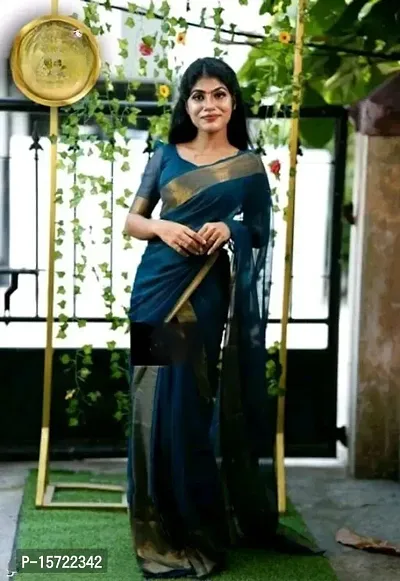 New Chiffon Saree With Zari Patta-thumb0