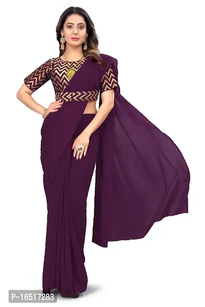 New Look Georgette Saree And Stitched Blouse-thumb0