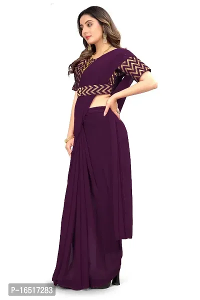 New Look Georgette Saree And Stitched Blouse-thumb2