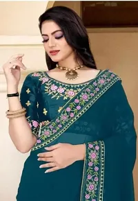 Fancy Georgette Saree With Embroidered Work and Blouse-thumb2