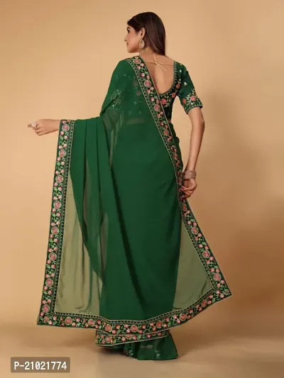 Fancy Georgette Saree With Embroidered work  Blouse-thumb3