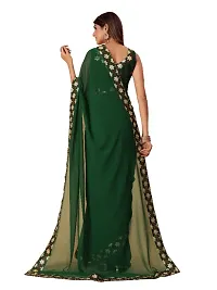 New Fancy Georgette Embroidery Work Lace Saree With Blouse-thumb1