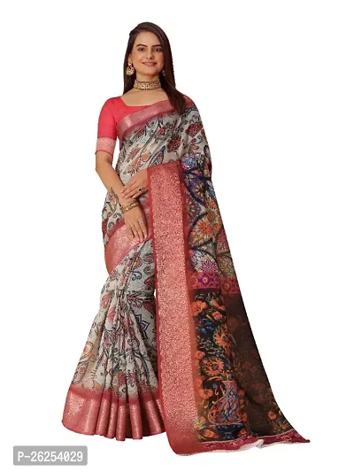 Fancy Cotton Printed Saree With Blouse-thumb0