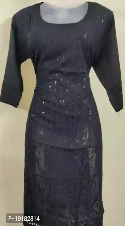 Nida Fashions Straight Black Self Pattern Cotton Blend Kurta For Women