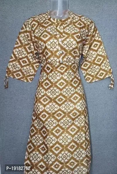 Nida Fashions Straight Brown Self Pattern Cotton Blend Kurta For Women