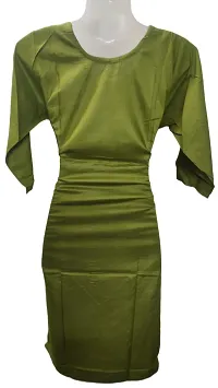 Nida Fashions Straight Green Self Pattern Cotton Blend Kurta For Women-thumb1