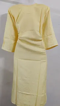 Nida Fashions Straight Yellow Self Pattern Cotton Blend Kurta For Women-thumb3