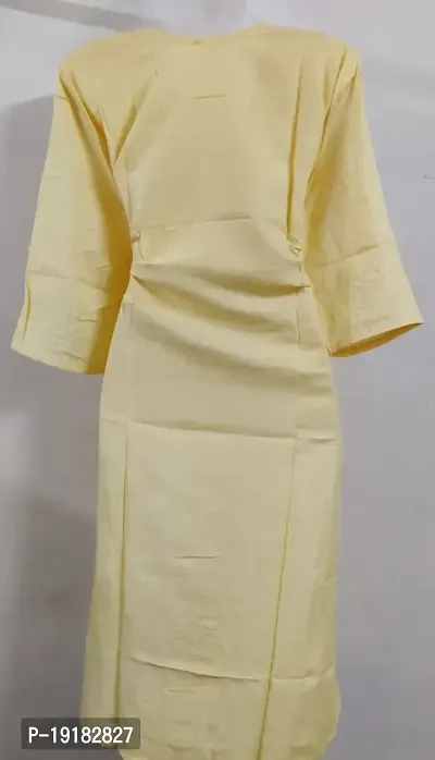 Nida Fashions Straight Yellow Self Pattern Cotton Blend Kurta For Women-thumb4