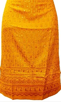Yellow Cotton Blend Chikan Embroidery Kurtas For Women-thumb1