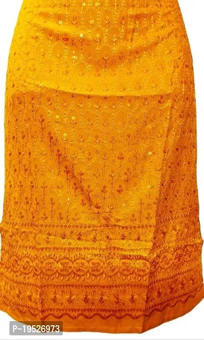 Yellow Cotton Blend Chikan Embroidery Kurtas For Women-thumb2