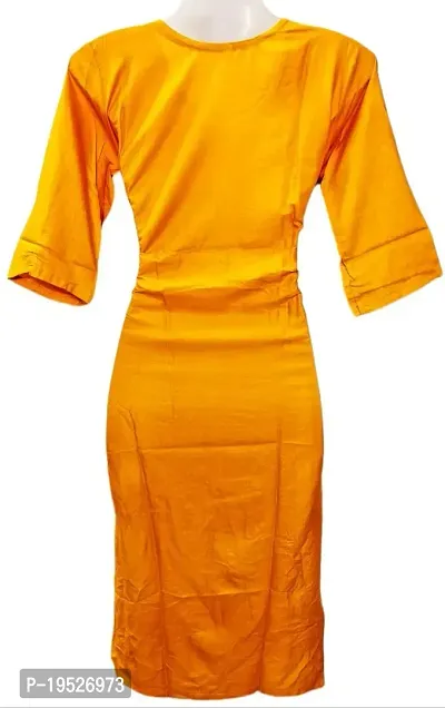 Yellow Cotton Blend Chikan Embroidery Kurtas For Women-thumb3