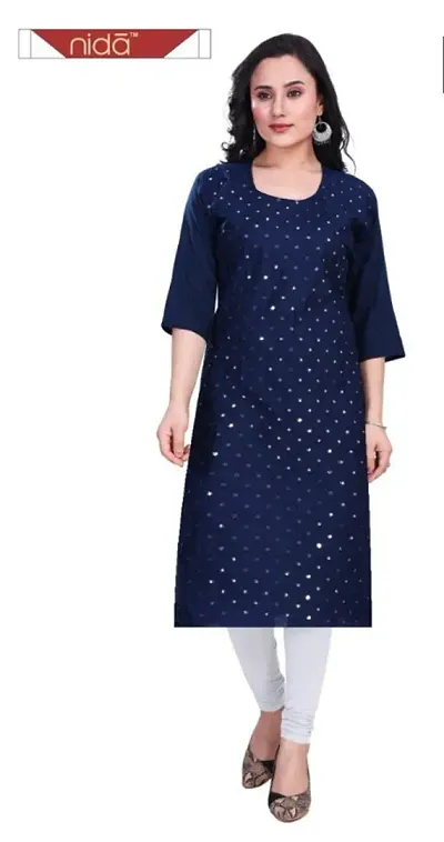 Stylish Rayon Embroidered A-Line Kurti