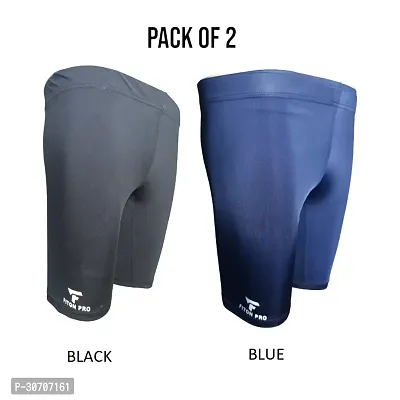 Stylish Nylon Solid Tight Shorts Pack of 2-thumb0